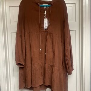 Charlie Paige Brown Tunic Dress with tiers.